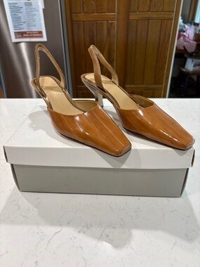Liz Claiborne Cognac Patent Slingback Pumps